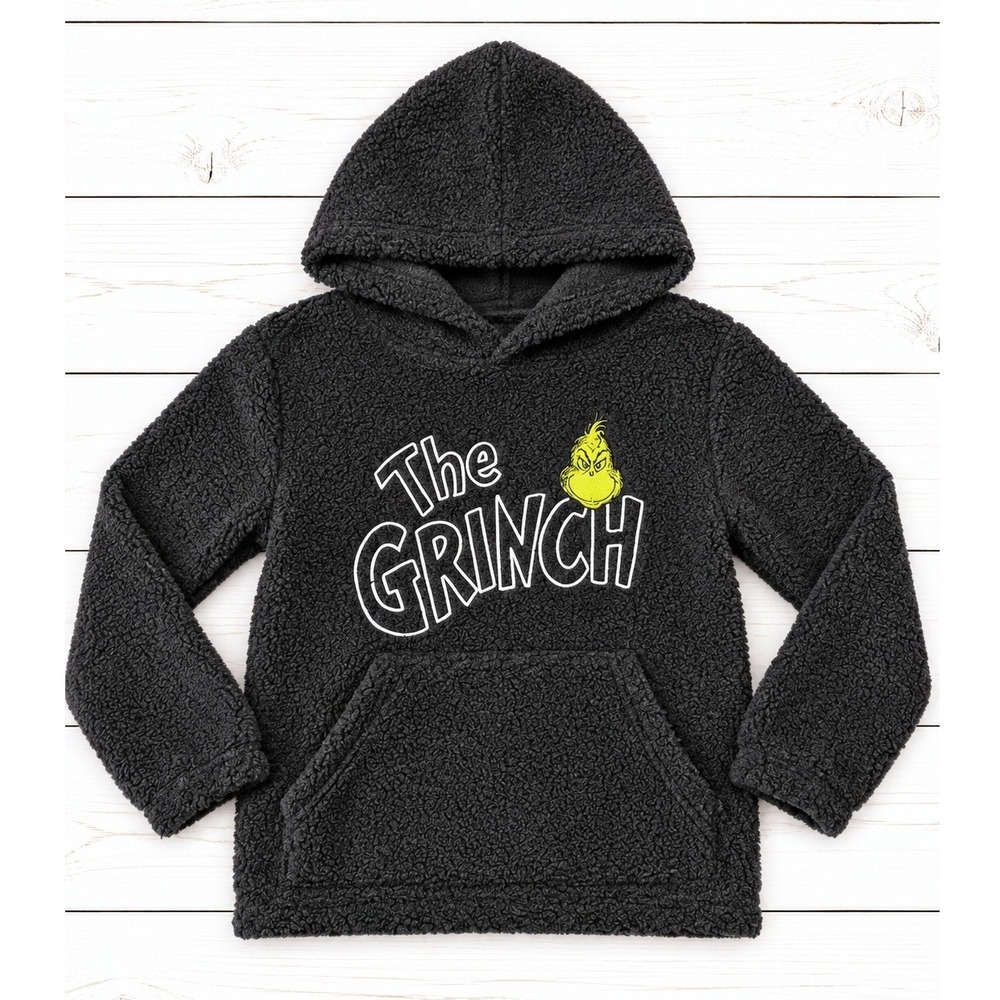 Dr. Seuss The Grinch Sherpa Fleece Hoodie Holiday Christmas Pullover XS NWT